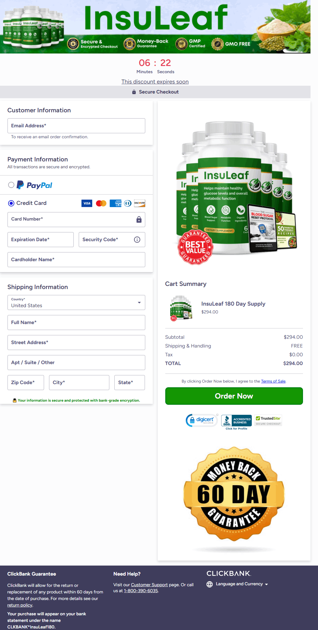 InsuLeaf CheckoutPage